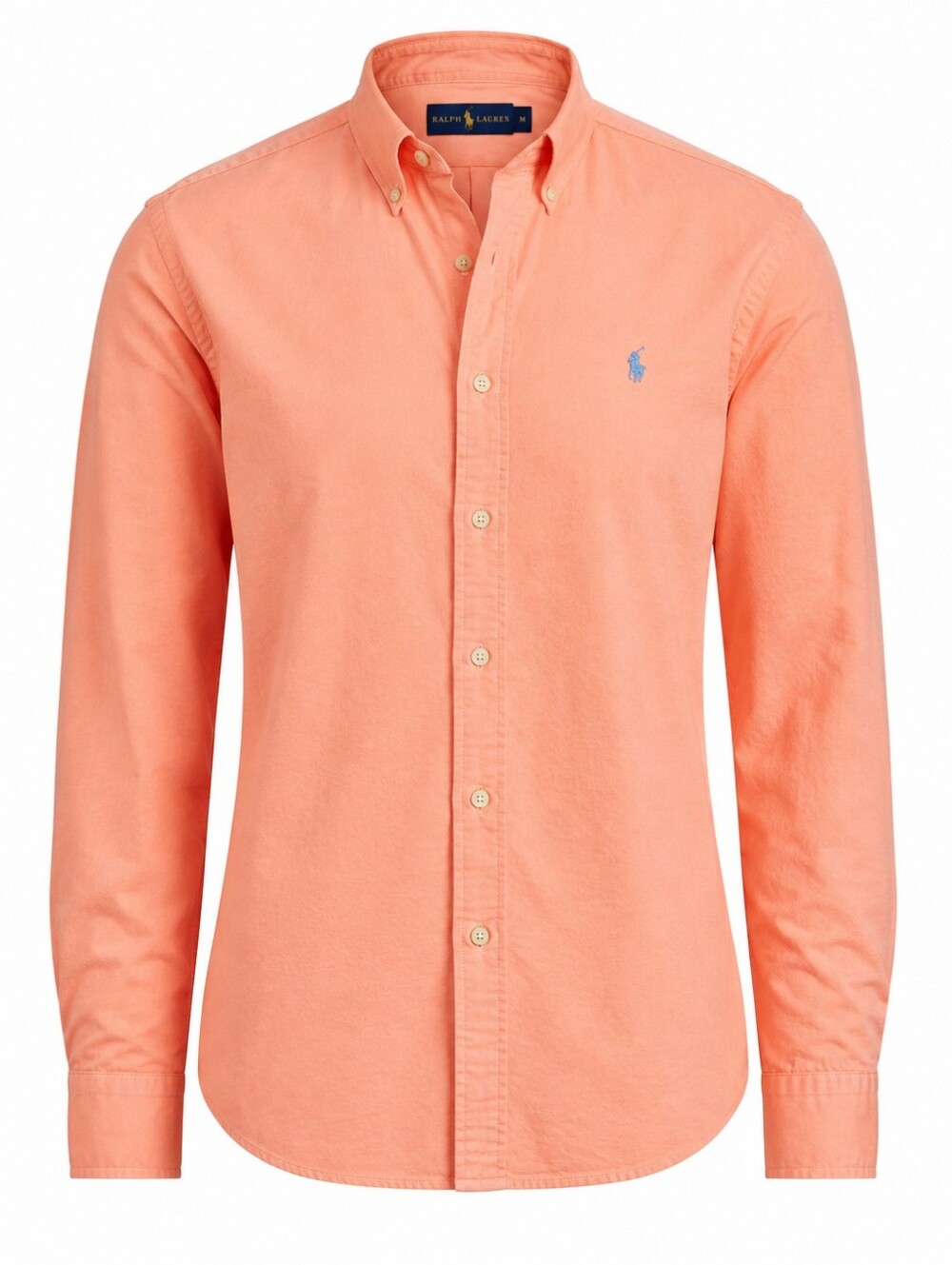 Ralph Lauren Neon Coral Orange Cotton Long Sleeve Button Down Women Shirt M